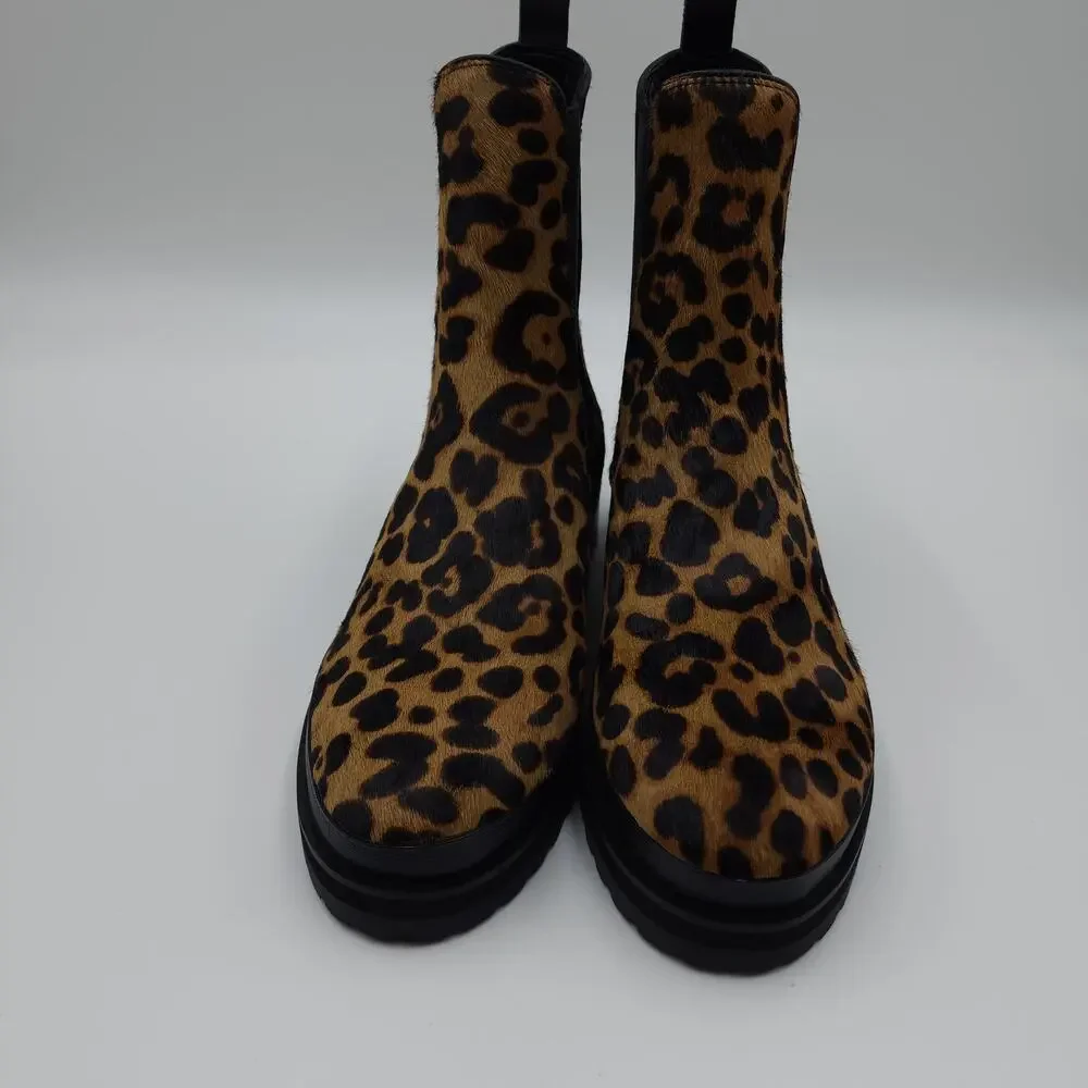 Aerosoles Camila Chelsea Boot in Leopard Print Combo Leather Size 7